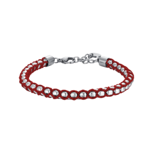 Bracciale Luca Barra Acciaio e corda intrecciata Rossa