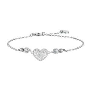 Bracciale donna in acciaio con cuore con cristalli bianchi